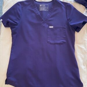 Figs Catarina One Pocket Scrub Top Purple Jam